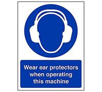Vsafety 41019AN-R'Wear Ear Protectors When Operating Machine' Sign, 150 mm x 200 mm (Pack of 3)