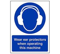 Vsafety 41019AN-S'Wear Ear Protectors When Operating Machine' Sign, 150 mm x 200 mm (Pack of 3)