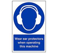 Vsafety 41019AU-R'Wear Ear Protectors When Operating Machine' Sign, 200 mm x 300 mm (Pack of 3)