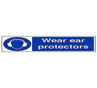 Vsafety 41024BJ-S'Wear Ear Protectors' Sign, Landscape, 450 mm x 150 mm (Pack of 3)