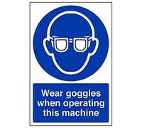 Vsafety 41042AU-R'Wear Goggles When Operating This Machine' Sign, 200 mm x 300 mm (Pack of 3)