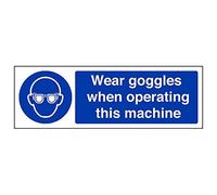 Vsafety 41052AX-R'Wear Goggles When Operating This Machine' Sign, 300 mm x 100 mm (Pack of 3)