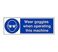 Vsafety 41052BJ-S'Wear Goggles When Operating This Machine' Sign, 450 mm x 150 mm (Pack of 3)