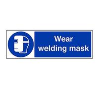 Vsafety 41060BP-R'Wear Welding Mask' Sign, Landscape, 600 mm x 200 mm (Pack of 3)