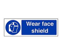 Vsafety 41061AX-R'Wear Face Shield' Sign, Landscape, 300 mm x 100 mm (Pack of 3)
