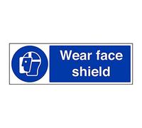 Vsafety 41061BJ-R'Wear Face Shield' Sign, Landscape, 450 mm x 150 mm (Pack of 3)