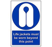 Vsafety 41070AU-R'Life Jackets Worn Beyond This Point' Sign, 200 mm x 300 mm (Pack of 3)