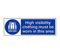 Vsafety 41075BJ-S "High Visibility Clothing Must Be Worn…" Sign, 450 mm x 150 mm (Pack of 3)