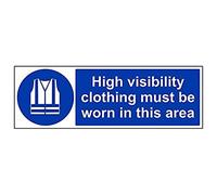 Vsafety 41075BP-R "High Visibility Clothing Must Be Worn…" Sign, 600 mm x 200 mm (Pack of 3)