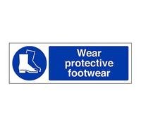 Vsafety 41088AX-S'Wear Protective Footwear' Sign, Landscape, 300 mm x 100 mm (Pack of 3)