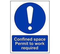 Vsafety 42005AN-S'Confined Space/Permit To Work Required' Sign, 150 mm x 200 mm (Pack of 3)