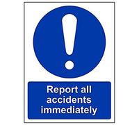 Vsafety 43001AN-R'Report All Accidents Immediately' Sign, 150 mm x 200 mm (Pack of 3)