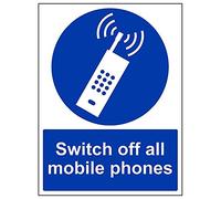 Vsafety 43006BC-S'Switch Off All Mobile Phones' Sign, Portrait, 300 mm x 400 mm (Pack of 3)