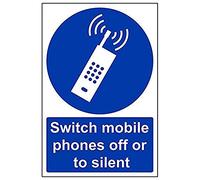 Vsafety 43007AU-R'Switch Mobile Phones Off Or To Silent' Sign, 200 mm x 300 mm (Pack of 3)