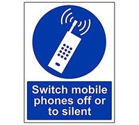 Vsafety 43007BC-S'Switch Mobile Phones Off Or To Silent' Sign, 300 mm x 400 mm (Pack of 3)