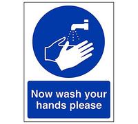 Vsafety 43008AN-R'Now Wash Your Hands Please' Sign, Portrait, 150 mm x 200 mm (Pack of 3)