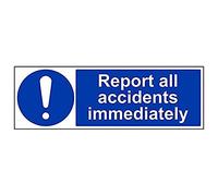 Vsafety 43020BP-S'Report All Accidents Immediately' Sign, 600 mm x 200 mm (Pack of 3)