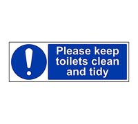 Vsafety 43025BJ-S'Please Keep These Toilets Clean and Tidy' Sign, 450 mm x 150 mm (Pack of 3)