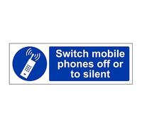 Vsafety 43029BJ-R'Switch Mobile Phone Off Or Silent' Sign, 450 mm x 150 mm (Pack of 3)