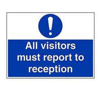 Vsafety 43040BR-R'All Visitors Must Report To Reception' Sign, 600 mm x 450 mm (Pack of 3)
