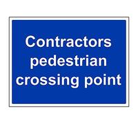 Vsafety 43050BF-R'Contractors Pedestrian Crossing Point' Sign, 400 mm x 300 mm (Pack of 3)