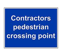 Vsafety 43050BR-R'Contractors Pedestrian Crossing Point' Sign, 600 mm x 450 mm (Pack of 3)
