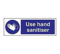 Vsafety 43073AX-R'Use Hand Sanitiser' Sign, Landscape, 300 mm x 100 mm (Pack of 3)