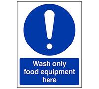 Vsafety 44018AN-R'Food Hygiene/Wash Only Food Equipment Here' Sign, 150 mm x 200 mm (Pack of 3)