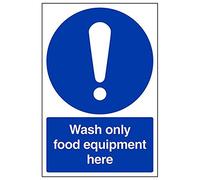Vsafety 44018AU-R'Food Hygiene/Wash Only Food Equipment Here' Sign, 200 mm x 300 mm (Pack of 3)