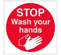 Vsafety 44076AT-S'Stop, Wash Your Hands' Sign, Square, 200 mm x 200 mm (Pack of 3)
