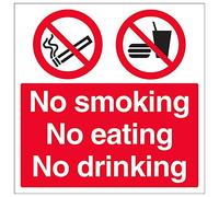 Vsafety 44080BB-S'No Smoking, No Eating, No Drinking' Sign, 300 mm x 300 mm (Pack of 3)