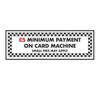 VSafety £5 Minimum Payment On Card Machine Sign - 300mm x 100mm - Self Adhesive