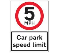 VSafety 5 MPH Car Park Speed Limit - 600x800mm Class RA1 Reflective 3mm Aluminium Composite With Anti-Graffiti Coating & Fixing Channel Safety Sign