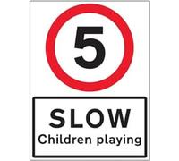 VSafety 5 MPH Children Playing - 600x800mm 3mm Aluminium Composite With Fixing Channel Safety Sign