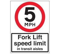 VSafety 5 MPH Fork Lift Speed - 600x800mm 3mm Aluminium Composite With Anti-Graffiti Coating & Fixing Channel Safety Sign