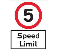 VSafety 5 MPH Speed Limit - 600x800mm Class RA1 Reflective 3mm Aluminium Composite With Fixing Channel Safety Sign