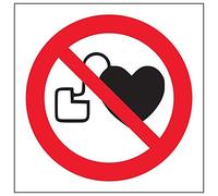 Vsafety 51005AF-R'No Pacemakers Logo' Sign, Square, 100 mm x 100 mm (Pack of 3)