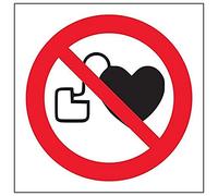 Vsafety 51005AF-S'No Pacemakers Logo' Sign, Square, 100 mm x 100 mm (Pack of 3)
