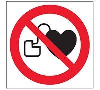 Vsafety 51005AT-R'No Pacemakers Logo' Sign, Square, 200 mm x 200 mm (Pack of 3)