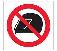 Vsafety 51010AF-R'No Helmets Logo' Sign, Square, 100 mm x 100 mm (Pack of 3)
