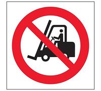Vsafety 51019AF-R'No Fork Lifts Logo' Sign, Square, 100 mm x 100 mm (Pack of 3)