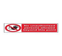 Vsafety 52003BP-S'No Unauthorised Persons Beyond This Point' Sign, 600 mm x 200 mm (Pack of 3)