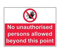 Vsafety 52033BR-R'No Unauthorised Persons Beyond This Point' Sign, 600 mm x 450 mm (Pack of 3)