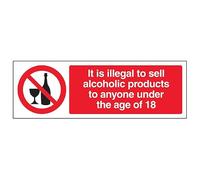 Vsafety 53003AX-R'Alcoholic Products/Illegal To Under 18's' Sign, 300 mm x 100 mm (Pack of 3)