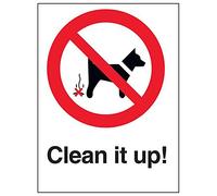Vsafety 54005AN-R'Clean It Up!' Sign, Portrait, 150 mm x 200 mm (Pack of 3)