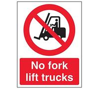 Vsafety 56001AN-R'No Fork Lift Trucks' Sign, Portrait, 150 mm x 200 mm (Pack of 3)