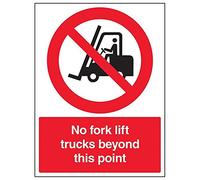 Vsafety 56002BC-R'No Fork Lift Trucks Beyond This Point' Sign, 300 mm x 400 mm (Pack of 3)