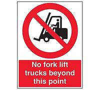 Vsafety 56002BL-R'No Fork Lift Trucks Beyond This Point' Sign, 450 mm x 600 mm (Pack of 3)