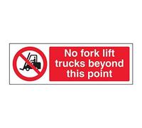 Vsafety 56007AX-S'No Fork Lift Trucks Beyond This Point' Sign, 300 mm x 100 mm (Pack of 3)