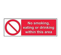 Vsafety 57013BP-R'No Smoking, Eating or Drinking' Sign, 600 mm x 200 mm (Pack of 3)